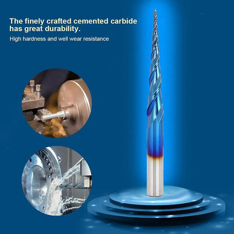 Beast Mode End Mill Premium Tungsten Cemented Carbide 2T Blue Super Hard Coating Milling Cutter displayed with durability text.
