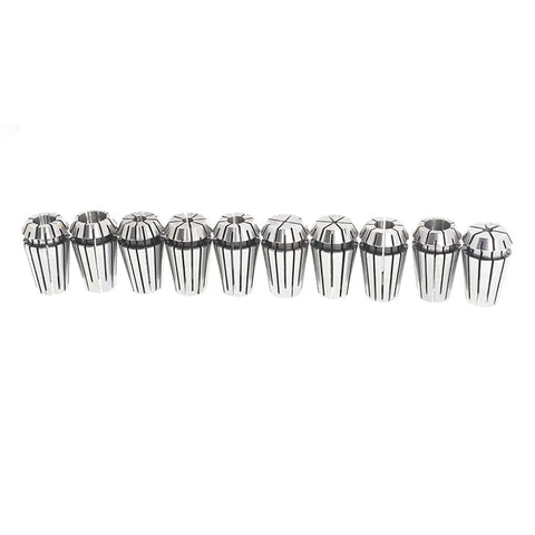 10 Pack ER16 Spring Collet Set 1 To 10 mm CNC Milling Tool For Precise Workholding on white background