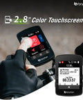 Cyclist using Rider S510 GPS Bike Computer With A Two Point Eight Inch Color Touchscreen Offline USA Maps Crisp Turn By Turn Navigation