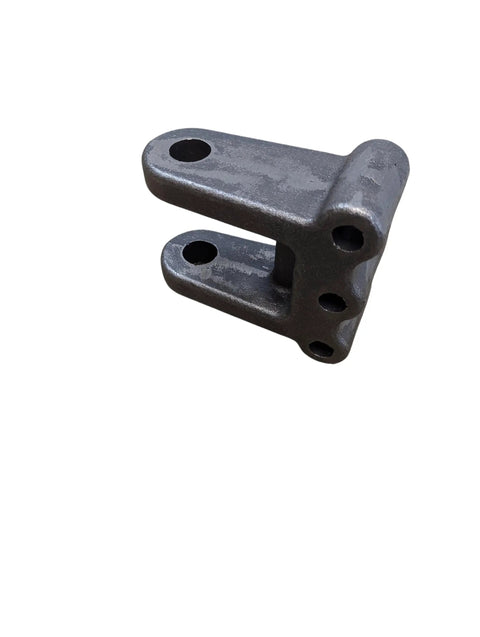 Heavy Duty Two Tang Clevis With Adjustable Channel Mount For 1 Inch Pin Hole And 20,000 Pound Load Raw Steel Construction Designed For 3 Inch Wide Channel Brackets Compatible With Lunette Ring Or Farm Style Drawbar, angled view