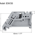 DIN Rail Mount Terminal Blocks End Stopper Screw Type Clamp Grey EW35 Pack Of 20 Heavy Duty Terminal Blocks side view with dimensions