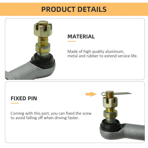 Honda Tie Rod End Kit For FourTrax Rancher Rubicon Rincon Foreman And TRX ATV Models 200 250 300 350 400 420 450 500 520 650 680 FL400 Replacement Steering Linkage, metal and rubber, fixed pin