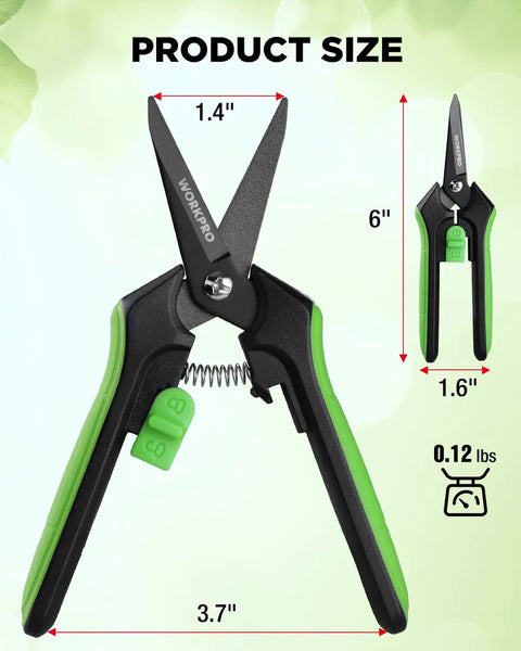 6 Inch Pruning Shears For Razor Sharp Precision Cuts With Easy Grip And High Carbon Steel Blades Nonstick Coating Safety Lock Garden Clippers size comparison