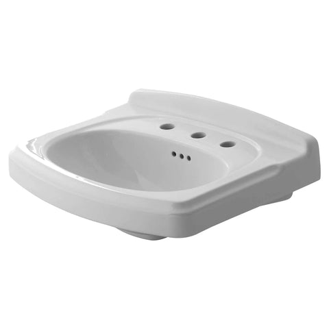 Pedestal Sink Top With 8-Inch Center Faucet Holes, Old-School Turn-Of-Century Detailing, White Finish, Classic Bathroom Vanity Surface