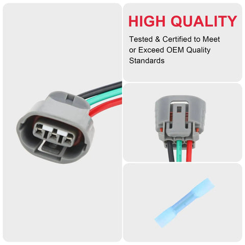 3 Wire Alternator Regulator Plug Harness Pigtail For Infiniti G35 G37 EX35 M35 M37 Q40 Q50 Q60 Q70 Q70L And Nissan 350Z Maxima Rogue Audi A8 Saab Suzuki Voltage Regulator Connector showing front and side views with wires visible.