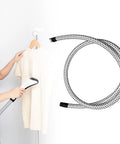 Garment Steamer Hose Accessory 2m Universal Replacement Steam Tube, thick material shown in use and coiled view, durable elastic