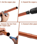 Step-by-step use of Pro Grade Copper Pipe Cutter And Expander Drill Bit Tools Set Swaging HVAC Deburring Kit For Copper Tubing