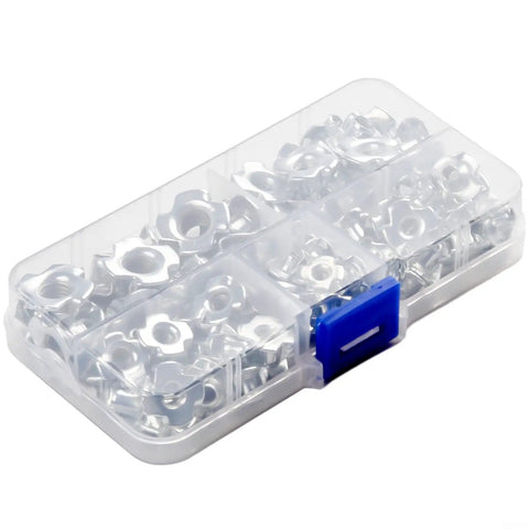 90 Piece Four Prong Tee Nuts Set Zinc Plated Steel For Woodworking And DIY Projects M5 M6 M8 Blind Captive Nuts Kit With Handy Storage Box