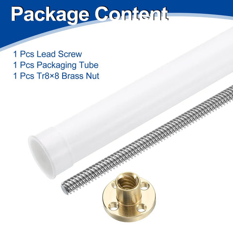 1000mm TR8x2 Lead Screw With Brass Nut Acme Thread 2mm Pitch 1 Start 2mm Lead For 3D Printers And CNC Machines 304 Stainless Steel Rod With Packaging Tube Silver Heavy Duty Linear Motion