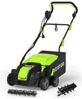 2-In-1 Dethatcher And Scarifier For Lawns, 16-Inch Electric Walk-Behind, 15 Amp Copper Motor, Five-Position Depth, 14.5 Gallon Thatch Bag