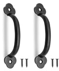 12 Pack Rustic Barn Door Handles Set 4 Inch Length Hole To Hole 3.2 Inches Metal Gate Pull Handles With Screws Black Finish