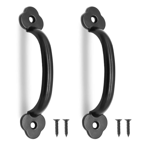 12 Pack Rustic Barn Door Handles Set 4 Inch Length Hole To Hole 3.2 Inches Metal Gate Pull Handles With Screws Black Finish