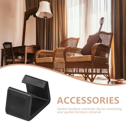 Eight Piece Outdoor Furniture Clips Set Black PP Connectors Secure Wicker Seats Indoors