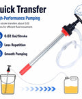 Heavy Duty Manual Push Oil Transfer Pump Works Like A Charm Moving Light Fluids To Thick Gear Oil with clear tube and nozzle.