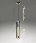 PRTSER 11.8" Modern Pendant Light Fixture with Smoke Gray Crystal Lampshade hanging at 78 inches, adjustable height.