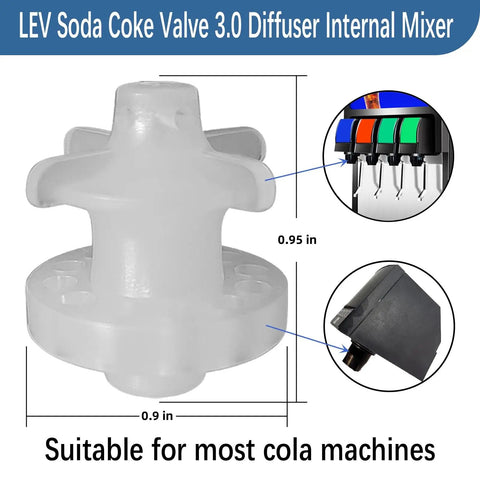 4 Pack Coke Machine Valve Diffuser Kit Internal Mixer 3.0 Replacement Parts For Cola Soda Machines Easy Install Durable Valve Assembly 28368 translucent diffuser, 0.9 x 0.95 in