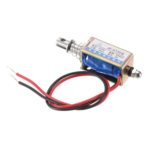 Compact DC 6V 0.3A Solenoid Electromagnet Push Pull Type 5N 10mm Stroke Open Frame Linear Motion Actuator For Vending Machines, Home Appliances, Office Gadgets And Industrial Projects, with red and black leads