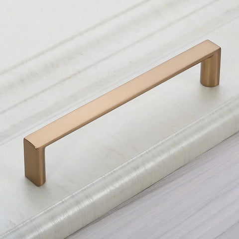 10 Pack 5 Inch Cabinet Pulls Square Champagne Bronze Finish Zinc Alloy Hardware For Kitchen Cabinets Dressers Wardrobes 128mm Center To Center 135mm Overall Length Drawer Handles shown installed on a surface.