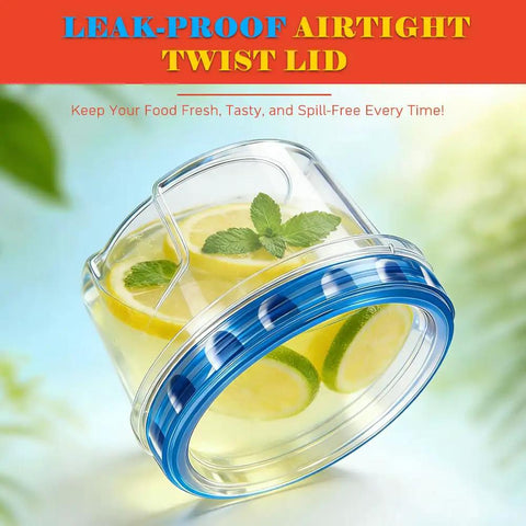 10 Pack 17 Oz Reusable Freezer Storage Containers With Twist Top Lids Airtight Clear Plastic Meal Prep Containers For Leftovers Lunch Fruit Salad Snacks And Small Soup Microwave Safe showing lemon slices inside.