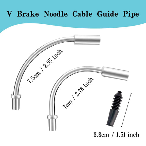 V Brake Noodle Cable Guide Pipe Kit with Rubber Boots for MTB Rigs and More, 90° and 110° bend pipes shown with dimensions.
