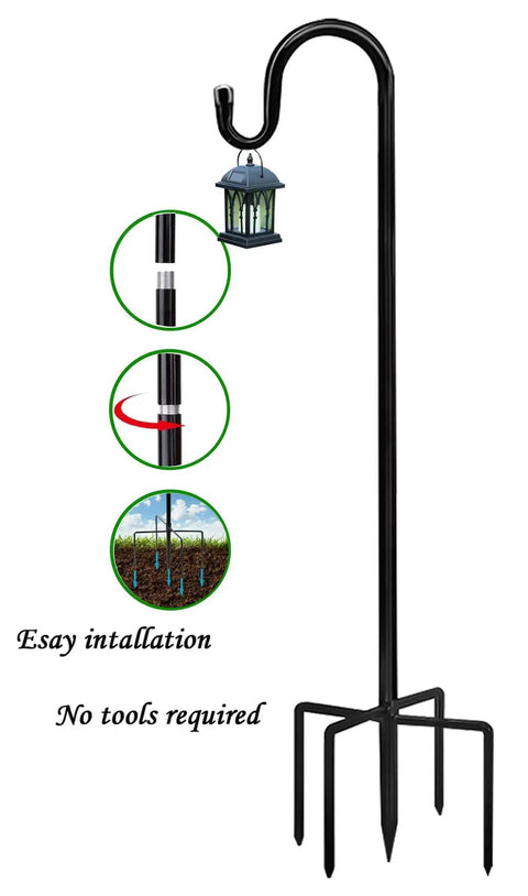 Heavy Duty 48 Inch Shepherd Hook Garden Pole For Outdoor Use That Holds Bird Feeders Planters Lanterns Solar Lights Wind Chimes Birdbaths And Yard Decor With A Five Prongs Base One Pack Easy Assembly Weather Resistant