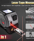 3‑in‑1 Laser Tape Measure Handheld Distance Meter for Construction Remodeling with 5m tape and laser cross wire