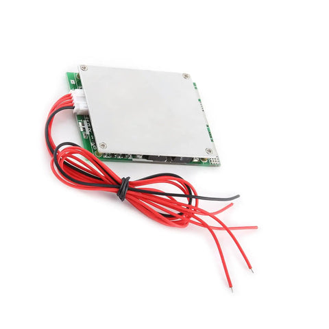 12V 100A 4S LiFePO4 Battery BMS Protection Board With Plug And Play Balancing and connections in red and black wires.