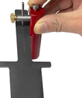 Shop Grade Knife Maker Center Scribe With Replaceable Carbide Tip and Smooth Steel Guide Rails in use for precise marking.