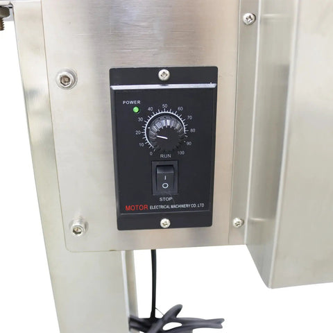 Close-up of control panel on PVC Flat Belt Conveyor With Adjustable Speed 118 By 7.8 Inch Industrial Transport Belt Black 110V 250W Motor.