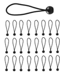 25 Pack 6 Inch Ball Bungee Cords Heavy Duty Outdoor Natural Latex Tarp Straps With Balls arranged in rows