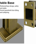 Stable base design of Rock Solid Weatherproof Glass Railing Posts For Decks Patios Stairs Sleek Silver Balustrade Brackets.