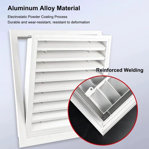 Solid Heavy Duty Louvered Return Air Grille And Access Hatch Panel Wall Ceiling Vent showing aluminum alloy construction and reinforced welding.