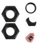 Heavy Duty M8 Locking Nuts For Skateboard Trucks 50 Piece Bombproof Iron Hardware Kit shown from above with a black finish.