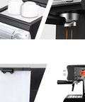 Top Rated Automatic Espresso Coffee Brewer With Smart Brew Sensors And Built In Milk Frother Wand For Smooth Daily Grind Cappuccino Latte And Rich Mocha Black display showing cups and internal mechanics.