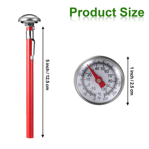 3 Pack Instant Read Dial Thermometers With Calibration Sleeves, 1 Inch Pocket Kitchen Thermometers with size dimensions
