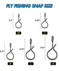 Stainless Steel Quick Change Fly Fishing Snaps 150 Piece Box 5 Sizes No Knot Clip Quick Snap Fast Snaps Lure Connectors Size Chart