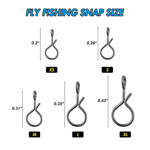 Stainless Steel Quick Change Fly Fishing Snaps 150 Piece Box 5 Sizes No Knot Clip Quick Snap Fast Snaps Lure Connectors Size Chart