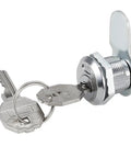 Beefed-Up Offset Cam Lock For Cabinets And Drawers, 5/8 Inch Cylinder Length, Chrome Zinc Alloy Finish, with keys, side view