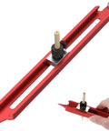 Dead On Double Sided Contour Scribe Tool With Smooth Tracking Pulleys For Exact Wall And Mold Edge Copying adjustable aluminum frame in red.