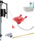 Toilet Flush Valve Replacement Kit With Height Adjustable Fill Valve And No-Fuss Threaded Flow Control Knob, 2-Inch Flapper, Handle Lever