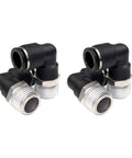 Four Pack Push To Connect Air Fittings 90 Degree Male Elbow Easy Install One Half Inch Tube Outer Diameter To One Half Inch NPT Thread Quick Release Pneumatic Connectors