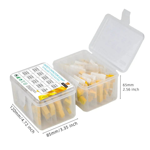 Assorted Polypropylene Safety Capacitors Kit DIP 275V AC X2 MKP 77 Piece with easy sort box for DIY electronics projects.