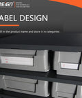 Close-up of labeled drawers on a steel-framed 24 Drawer Plastic Parts Storage Cabinet With Steel Frame Heavy Duty Compartment Organizer For Workshop And Garage Pro Grade Multi Drawer Tool And Parts Storage Container
