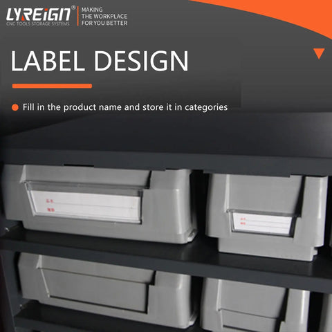 Close-up of labeled drawers on a steel-framed 24 Drawer Plastic Parts Storage Cabinet With Steel Frame Heavy Duty Compartment Organizer For Workshop And Garage Pro Grade Multi Drawer Tool And Parts Storage Container