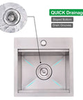 Stainless Steel Bar Sink 15 x 15 Inch Drop In Topmount Workstation Single Bowl Perfect For Kitchen Office Laundry Wet Bar RV Outdoor