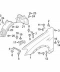 30 Pcs Fender Liner Rivets for BMW Wheel Arch Trim Bumper Cover Nylon Expanding Rivets in diagram with parts numbered 1-26