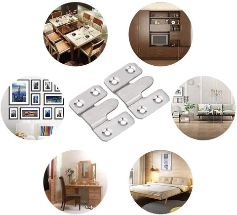 Beefy Heavy Duty Stainless Steel Flush Mount Brackets With Interlocking Clips for picture frames and large wall displays, 4 pairs