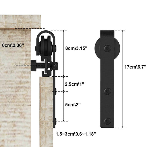 4Ft Sliding Barn Door Hardware Kit For Cabinets And Closets Single Door Track Set Fits 24 Inch Doors Half Inch Thick Black Steel