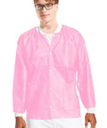 10 Pack Hip Length Unisex Lab Jackets With Knit Cuffs And Pockets Light Pink Extra Small Autoclavable And Washable Up To Five Times 3 Layer SMS Fabric Ideal For Dental Medical Clinics Labs Pharmacies