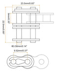 Technical diagram of Eight Piece Double Roller Chain Master Link Set for 06C-2 and 35-2 Chains with 9.525mm pitch.